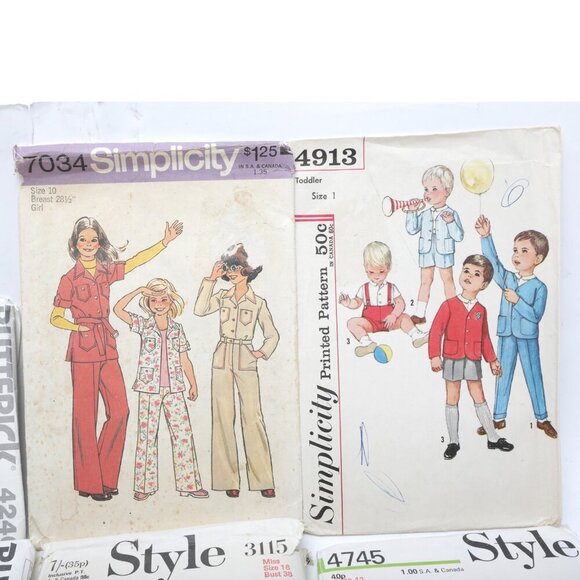 Vintage Sewing Patterns McCalls Simplicity Butterick Kids Woman Jumpsuit Skirts - Picture 4 of 9